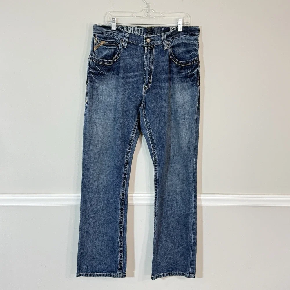 Ariat Mens Low Rise Boundary Boot Cut Jeans M4 Denim Mens Sz 36X32 Blue Western